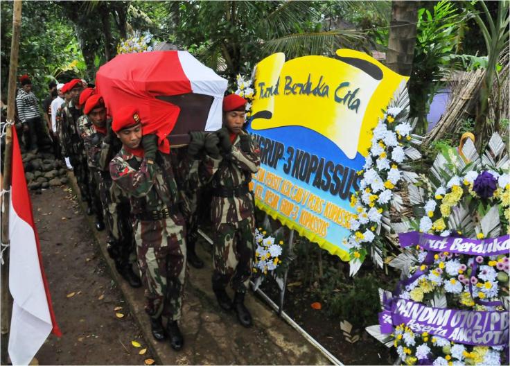 Funeral of Sentani based Kopassus officer killed in SInak incident, Feb 24. (supplied)