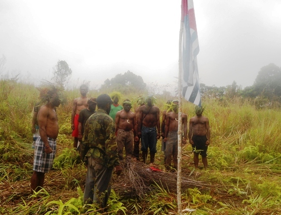 West Papuan Flag Raising on August 17, 2013, atop Mount Syclop outside Sentani, rejecting Indonesian independence celebrations. (Photo: supplied directly to West Papua Media)